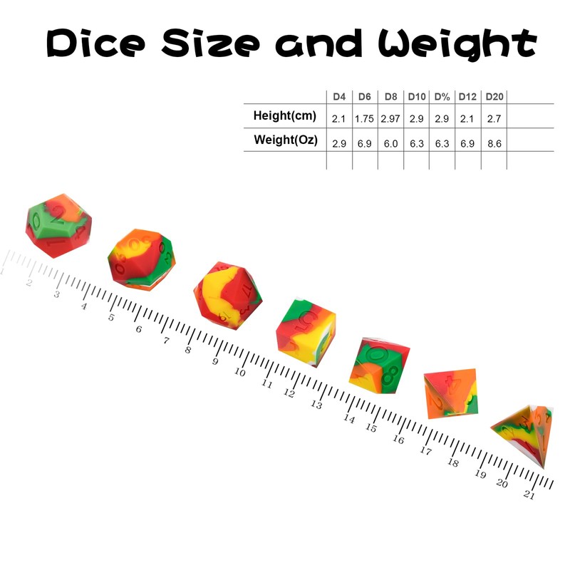 UBEUCK Silicone Dice, DND7PCS Piece Silicone Dice Set, with Flannelette