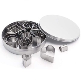 8 Geometric Shapes Cookie Cutters Set, DIY Stainless Steel Metal Cookie Cutters Set, Star Flower Hexagon Round Heart Square Triangle Oval (24 Pieces Small Cookie Cutters)