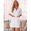 cheibear Womens Zip Up Robes Short House Coat 3/4 Sleeves
