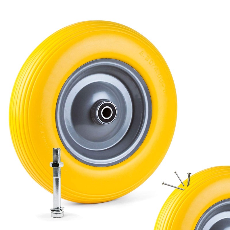 Grafner Wheelbarrow Wheel Puncture-proof Solid Rubber, 4.80/4.00-8, Diameter 390 mm,