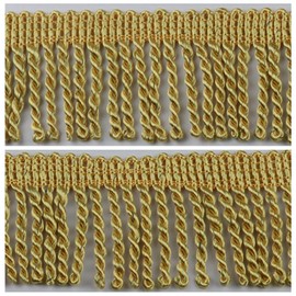 HEARTWISH Curtain Fringes Bullion Fringe Trim 2.5Inch Wide 5 Yards Long,Fabric Trims and Embellishments Curtain Weights Fringes for Sewing DIY Decoration Black Gold White (Golden Yellow)