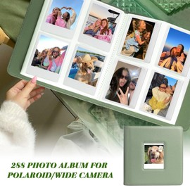 WOGOZAN 288 Pockets Photo Album for Polaroid I-Type/Now/Now+/OneStep/I-Type/Filp/Fuji Wide/Wide EVO/Wide 400/300/210 Instant Print Camera 3.5 x 4.2 Inches Films, PU Album with Cover Display - Green