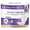 NorthShore DynaDry Supreme Liners Incontinence for Women and Men, X-Large,