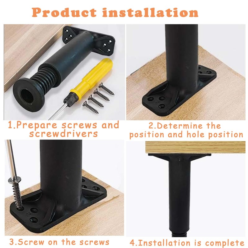 Pack of 2 Support Legs for Bed Frame, Black Bed
