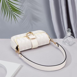 PH PandaHall 22.8 inch Leather Purse Strap, 1.1 Inch Wide Leather Puse Handle Bag Strap Bag Handles Replacement Handbag Strap with Golden Buckles for DIY Women Underarm Bags Shoulder Bags, White