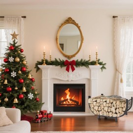 Vinaloyary Firewood Rack Outdoor Indoor, 30 inch Metal Wood Rack Heavy Duty Firewood Holder, Sturdy Fireplace Log Holder Fire Wood Storage Racks