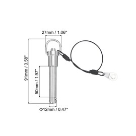 PATIKIL Quick Release Pin 12 x 50mm(1/2" x 1.97"), 304 Stainless Steel Ball Lock Safety Locating Pins with Button 25cm Prevents Loss Rope