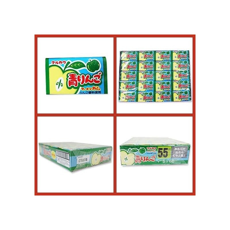 Marukawa Fusen Bubble Gum Green Apple 1Box (60PCS) Japanese Gum
