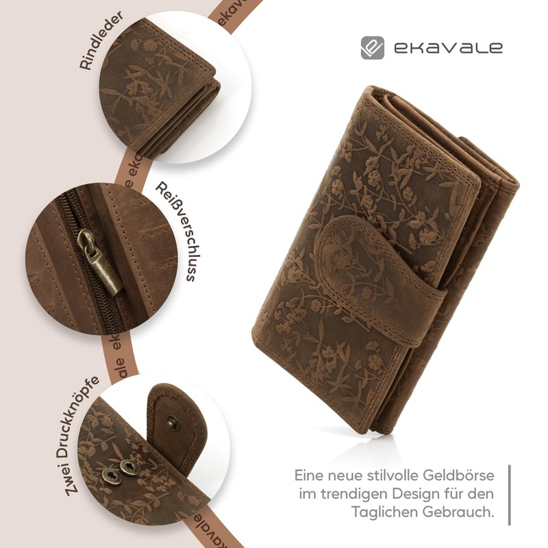 ekavale Women Blossom Pattern Leather Wallet for Women Medium Batch