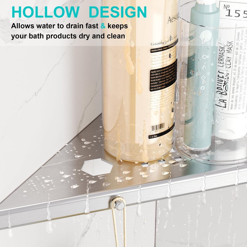 Qeke 10" Bathroom Corner Shelf, 2 Pack Recessed Shower Shelf
