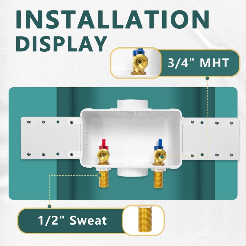 Washing Machine Outlet Box, Niikappu 1/2 Inch MIP Sweat Inlet