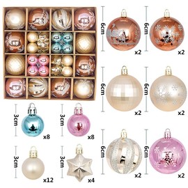 Christmas Tree Decoration Set of 44 Luxury Christmas Balls Silver + Blue Flash Fun Christmas Balls + Zinc Plastic + Plated Ball Paint Christmas Decoration Strap Christmas Ornament Glittery Christmas