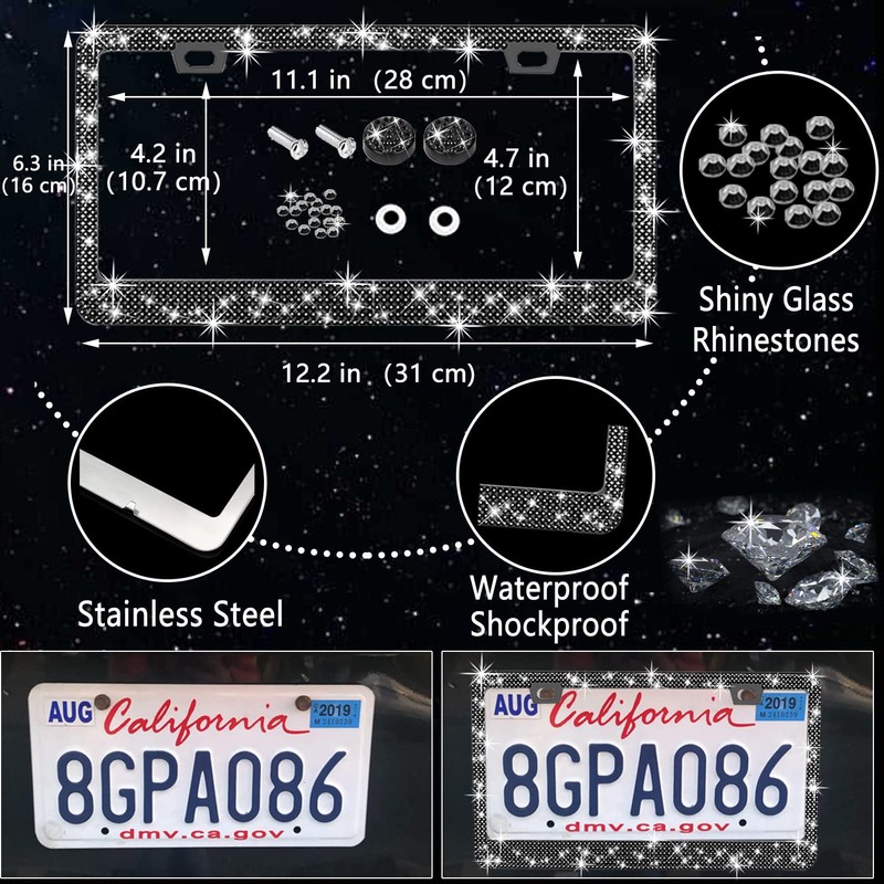 NBTEPEM 27 PCs Black Bling Car Accessories Set for Women,