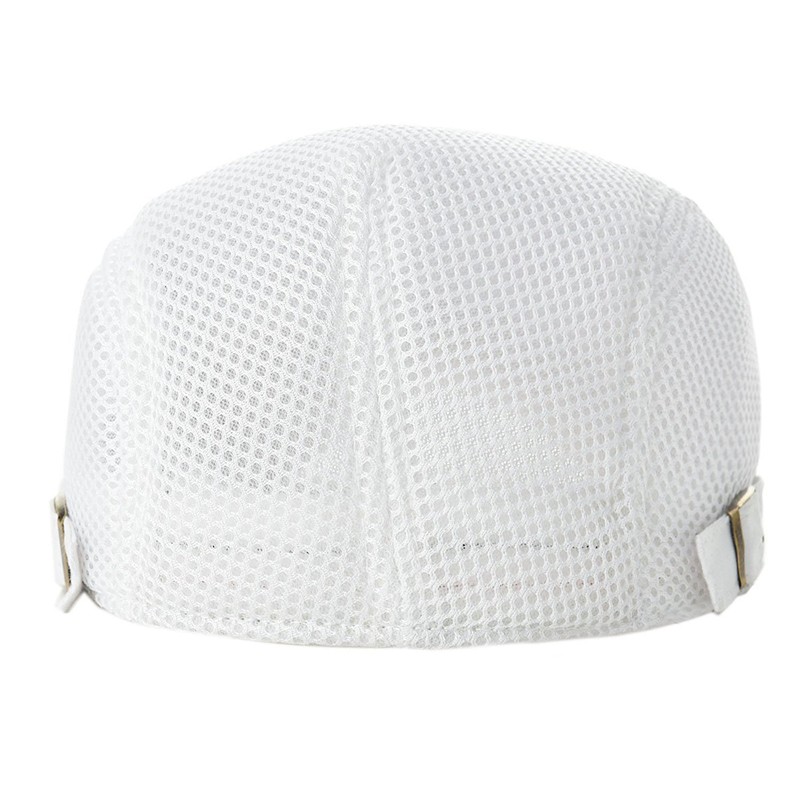 Kuyou Men's Peaked Summer Flat Cap, White, One Size