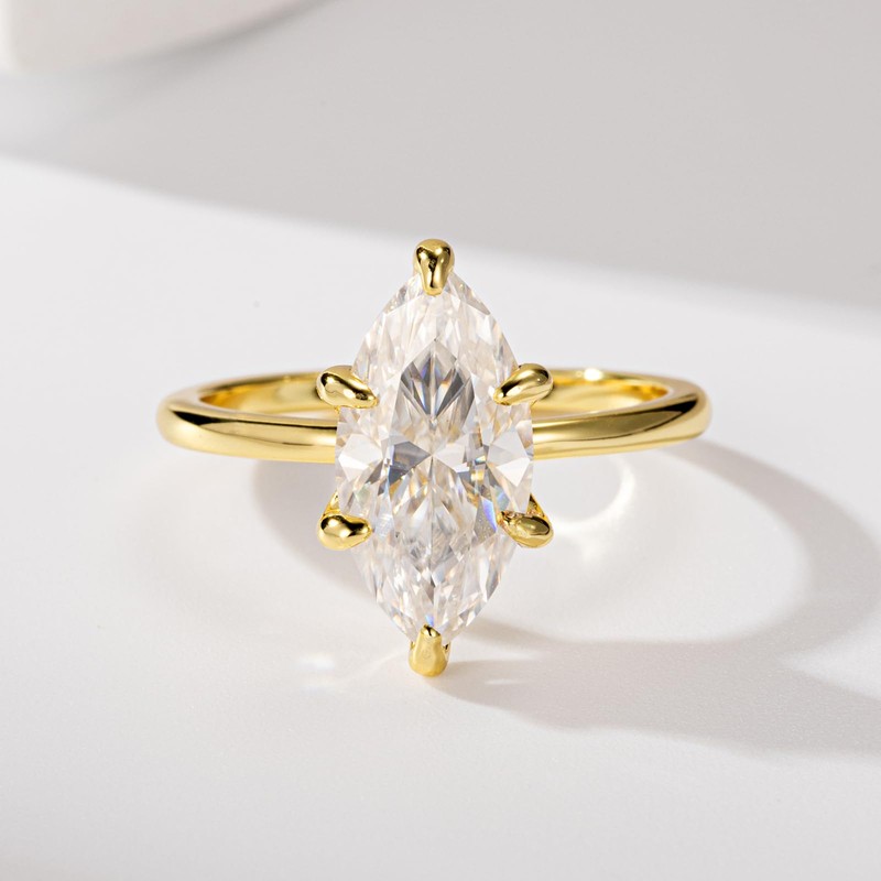 LOIPURI 4CT Marquise Moissanite Engagement Ring for Women