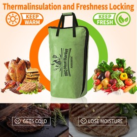 BBQ Blanket for Resting Meat, Reusable Reat Insulated Resting Bag, Insulated Brisket Resting Blanket with Wide Mouth (Green, 21 in)