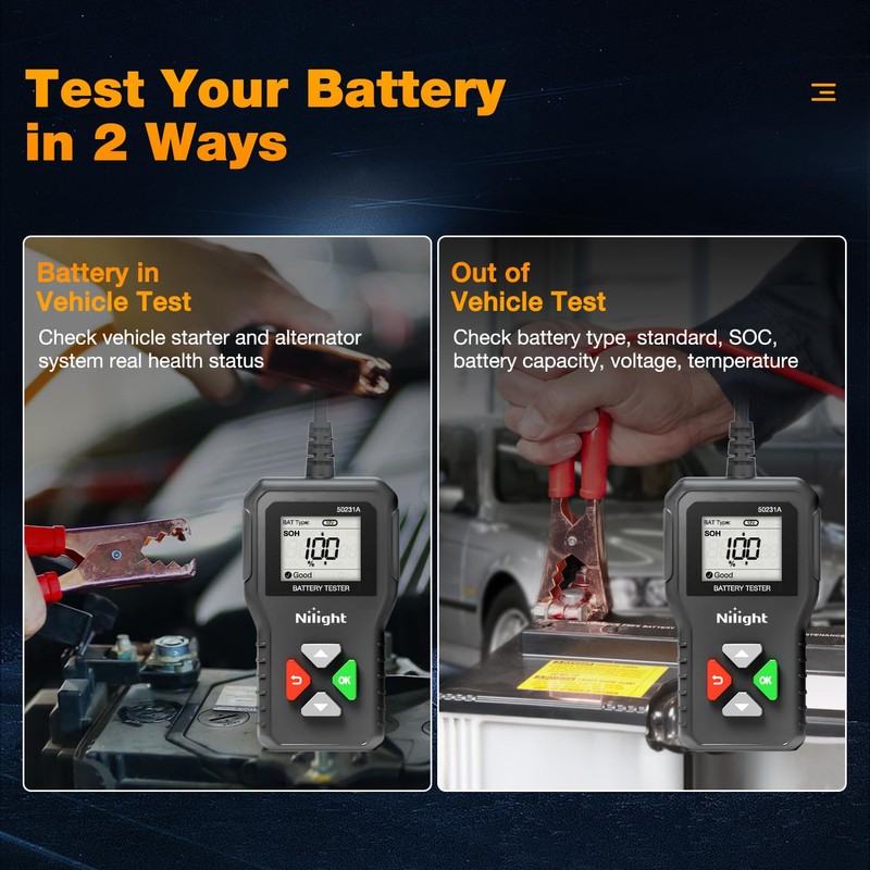 Nilight Car Battery Tester 6V 12V 24V Accurate Digital Auto