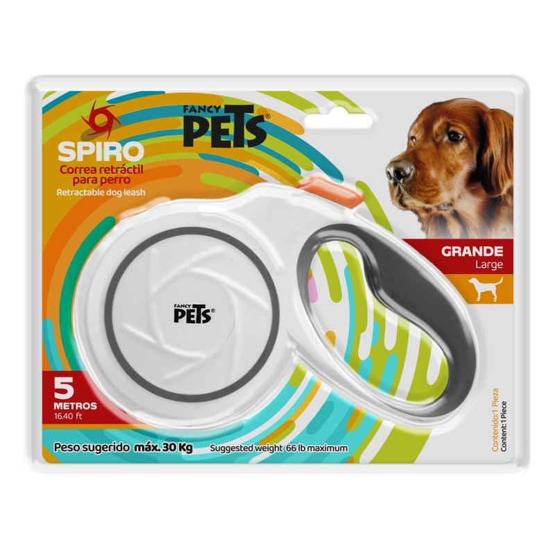 Fancy Pets Correa RETRACTIL Spiro GDE Blanca