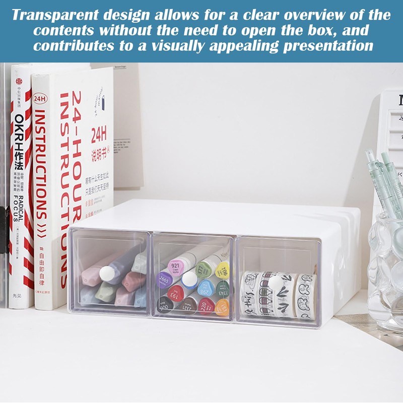 PRITOK Tea Box with 3 Drawers: Plastic Tea Bag Boxes,