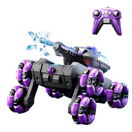 Wenosda Remote Controlled Car from 4 5 6 8 10 Years, RC Stunt Car with Hand Control, with LED Light, Music, RC Drift Car with 360° Rotating Tank, Remote Controlled Tank Toy Car from 4-12 Years