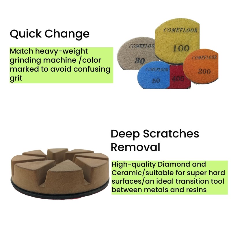 Hybrid Diamond Ceramic Polishing Pucks, Aggressive Concrete Terrazzo Floor Hook