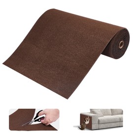 Liulinax Cat Scratch Pad Scratching Mat - 78.7"x15.8" Trimmable Self-Adhesive Couch Protector, Cat Tree Replacement, Wall Shelves, Furniture Protector(Brown)
