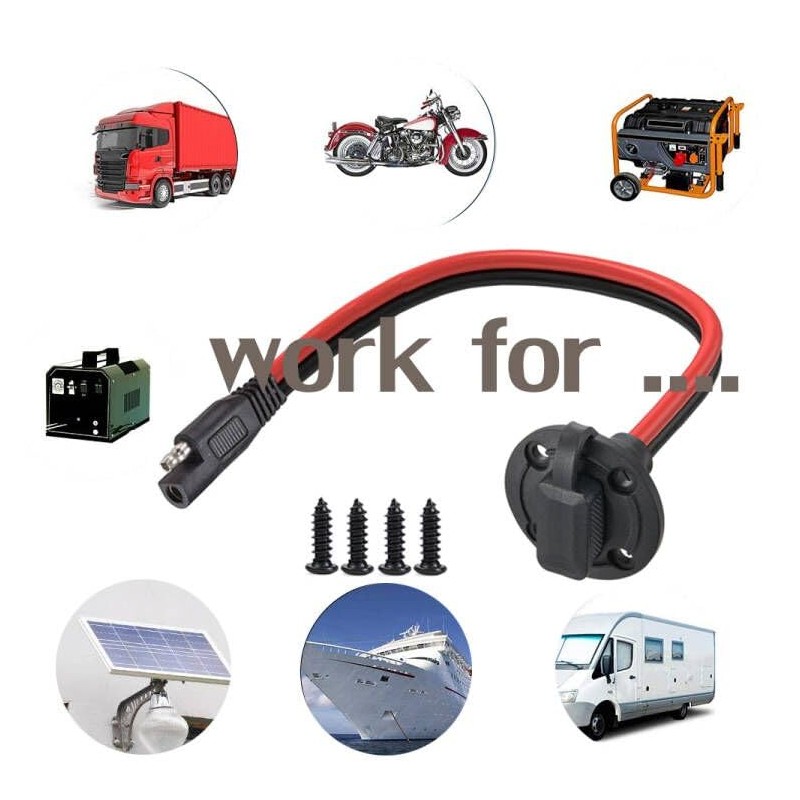 DONJON Solar Weatherproof SAE Socket Sidewall Port, 10AWG SAE Power