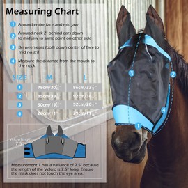 SMFUSMFU Fly Masks for Horses Equestrian Horse Supplies Horse Fly Mask with Ear Breathable Fine Mesh for Eye Protection from Insect Pests and UV Protection, Adjustable Fit for Comfort (Blue, Large)