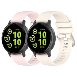 Garmcool 20mm Watch Straps Compatible with Garmin Vivoactive 6/5/3 Strap, Compatible with Garmin VivoMove Trend/Sport/Style Watch Band Pink Lvory Adjustable Replacement Straps
