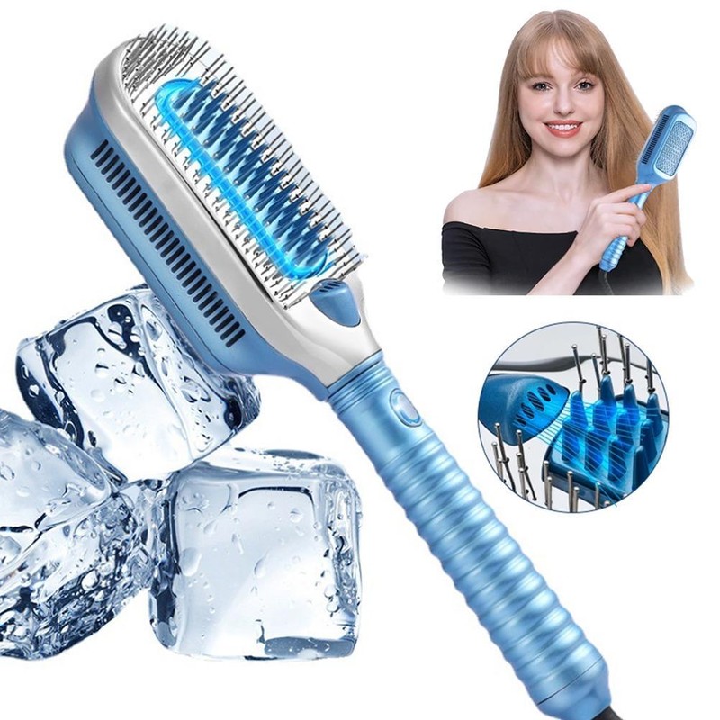 Hair Straightener Brush Ice Therapy Professional Negative Ion Cold Wind