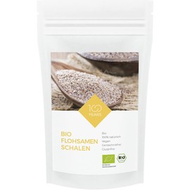 100years - Organic psyllium husks 1000 g (1 kg) - 99% purity - 100% organic quality (DE-ÖKO-003) - vegan - high fibre