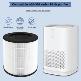 BesReyDa 2 Pack 14 Replacement Filter Compatible with MA Series 14/14B/14W Air PuriFier, 3-in-1 Filtration Contains Pre-Filter, True H13 HEPA and Activated Carbon (2 Pack)
