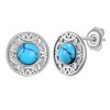 Turquoise Stud Earrings 925 Sterling Silver Filigree Turquoise Earring Jewelry