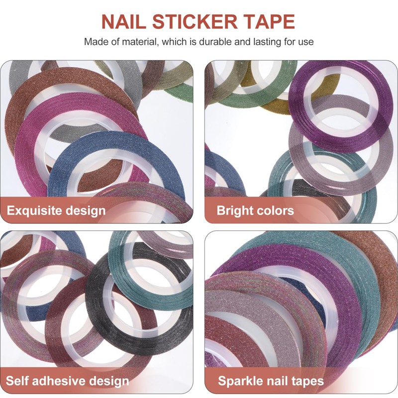 FRCOLOR 14 Rolls Nail Art Line Pen Dispenser Strips Stickers