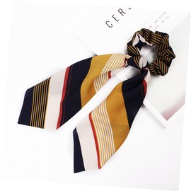 FRCOLOR 6pcs Chiffon Printed Hair Scrunchies Elastic Ribbon Hair Bands with Bowknot Design for Women for Daily Wear Christmas Costume Party Stage Performance