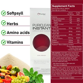 Wellgenix Puriclean Instant Complete Body Cleanser, 32 Fl Oz Fruit Punch, Premium Maximum Strength Herbal Cleanse Detox Drink, One Hour Detox Support Supplement