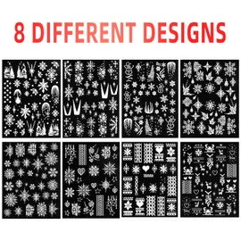 Snowflake Nail Art Sticker 5D Embossed Christmas Nail Decals French Tip White Snowflake Cute Snowman Heart Nail Art Supplies Luxury Xmas Tree Elk Nail Sticker Decals for Women Girls 8 Sheets