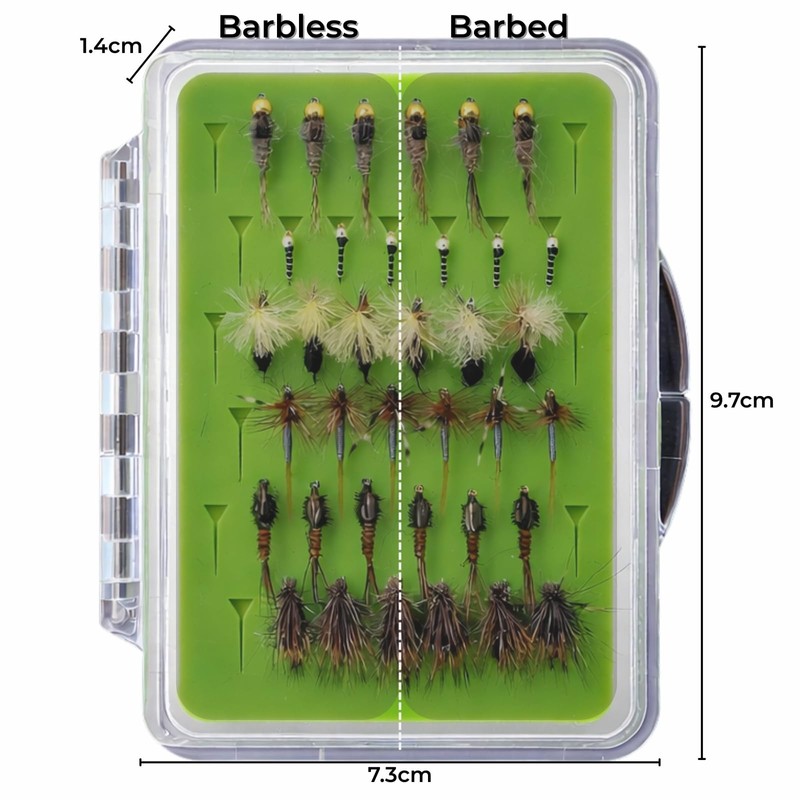 BRAIRIA Barbless Trout Flies – 36PCS (18 Barbless + 18