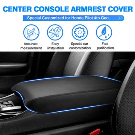 Autorder Center Console Cover for 2023-2025 2026 Honda Pilot/2024-2026 Ridgeline Passport Accessories Armrest Cover Anti-Scratch Middle Console Pad Leather Armrest Protector