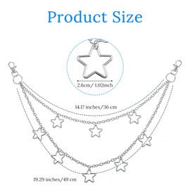 YBEATY Hip Hop Star Pants Chain Vintage Punk Rock Jean Pocket Chain Goth Y2k Layered Wallet Accessories Cute Trouser Waist Body Jewelry Keychains for Men Women Girls Dresses