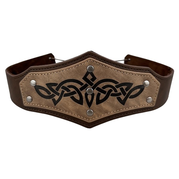 HiiFeuer Medieval Embossed Faux Leather Headpiece, Retro Renaissance Adjustable Headband,