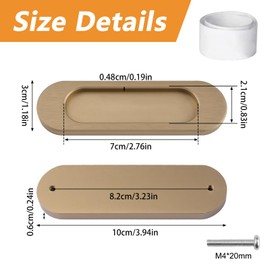 MOROBOR Self-Stick Oval Sliding Door Pulls, 2pcs Aluminum Alloy Hidden Recessed Pull Handle for Sliding Barn Door, Closet,Cabinet,Drawers (Bronze Gold, 100mm)