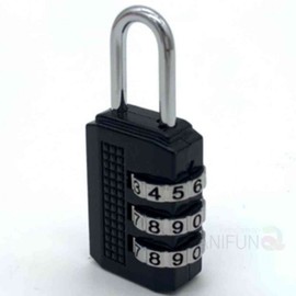 3-Digit Dial Combination Lock, Small Black - Auxiliary Lock for Sliding Doors Locker Lock 3ea