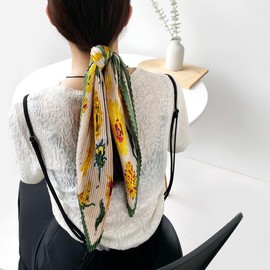 Women Fashion Pleated Chiffon scarf Neckerchief Headscarf (sunflower)