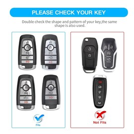 MILD EAST for Ford Key Fob Cover with Keychain, Car Key Case Shell Soft TPU 5 Button, (2017-2024) for Ford Explorer Fusion Escape Edge Expedition Mustang Bronco F150 F250 F350 Lincoln, Silver