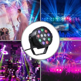 Lixada AC 90-240V 12 LEDs Par Lights 8 Channel RGBW Colour Mixing Stage Lighting with DMX Strobe & Sound Active Mode for Disco Party Christmas Wall Wash (Pack of 1)