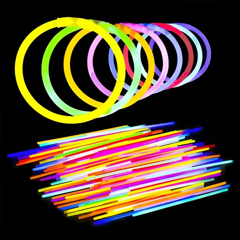 Pulsera Neón Kit 100 Folk Fluorescente Fiesta Led Kytuk