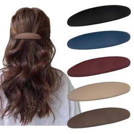 WUBAYI Haarspangen mit automatischem Schnappverschluss, mehrfarbig, matt, französische Haarspangen für Damen und Mädchen, sicherer Halt für alle Haartypen (Schwarz, Braun, Rot, Khaki, Marineblau), 5
