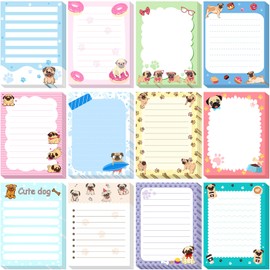Chiisong 12 Pieces Pug Puppies Sticky to Do List Dog Sticky Notes Puppy Lover Gifts 3 x 4 Inch Adhesive Notepad for Memo Reminder Journal Studying Home Gift Office Decor Accessories