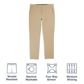 Mizzen+Main Men's Helmsman Chino Pant, Athletic Tapered Fit, Wrinkle-Resistant, Four-Way Stretch (Khaki Solid, 35W x 32L)